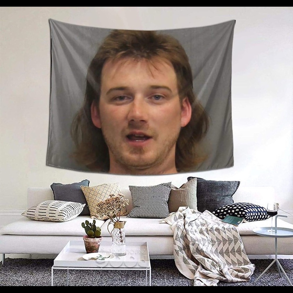 Artistic Face Design Wall Tapestry in Gray